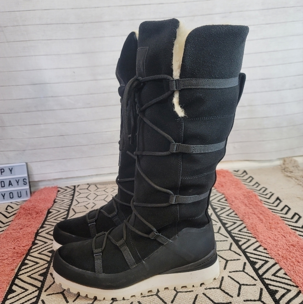 THE NORTH FACE CRYOS TALL BLACK WATERPROOF SUEDE BOOTS, SZ 7